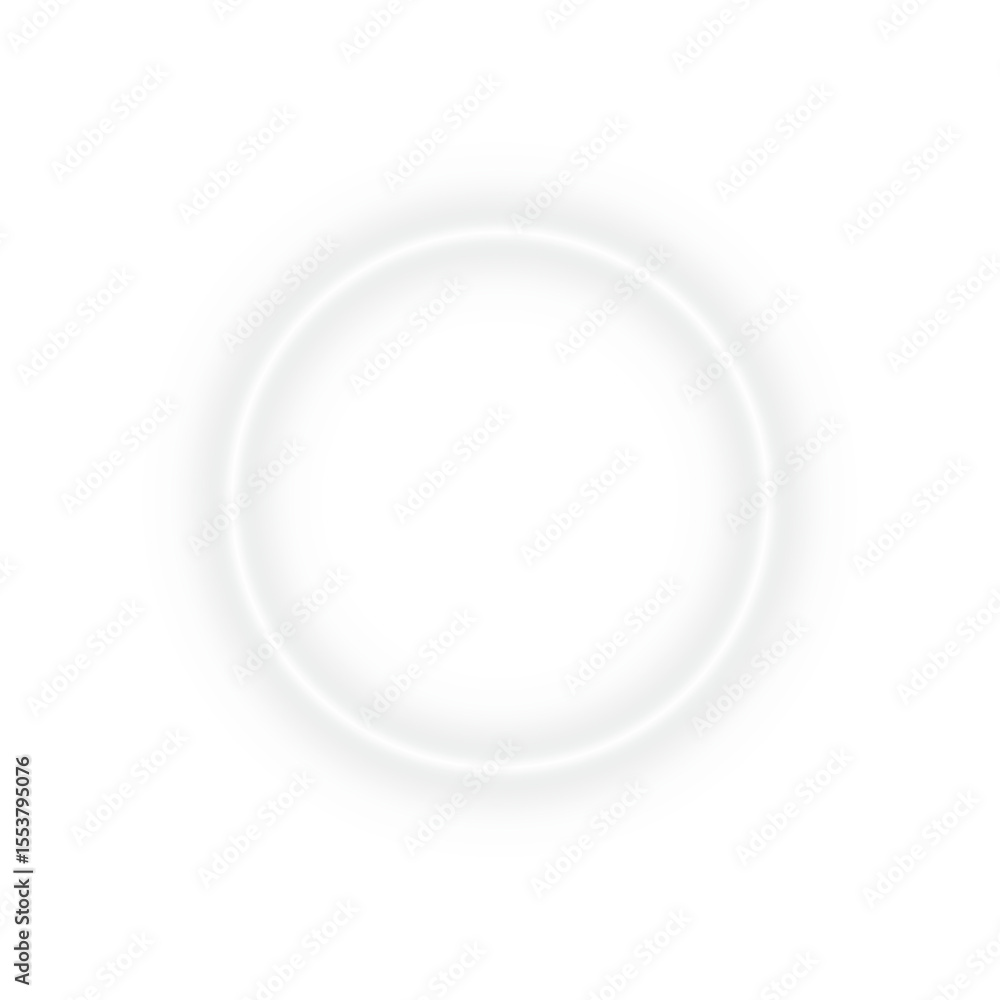 Poster bright white neon glow circular ring circle frame border with empty center space and glowing light e