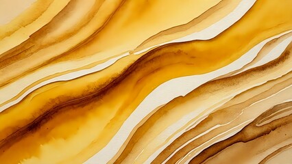 Warm golden yellow and sandy beige watercolor flow with visible brush marks reflect organic light