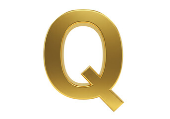 Golden Letter Q Luxurious 3D Alphabet isolated on transparent background