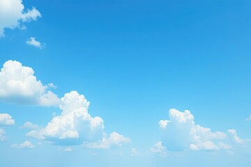 Serene blue sky canvas dotted with fluffy white clouds , texture, open, outdoor