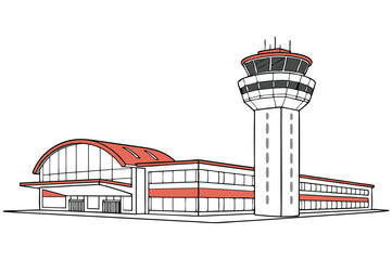 Air Traffic Control Tower Minimal Vector Illustration