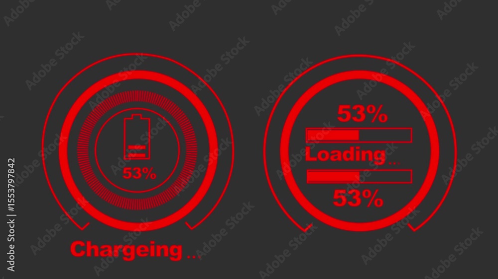 Poster electric car charging animation background. showing charger icon and loading number charge full conc