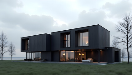 Fototapeta premium Contemporary Serenity: Villa with Nordic Design