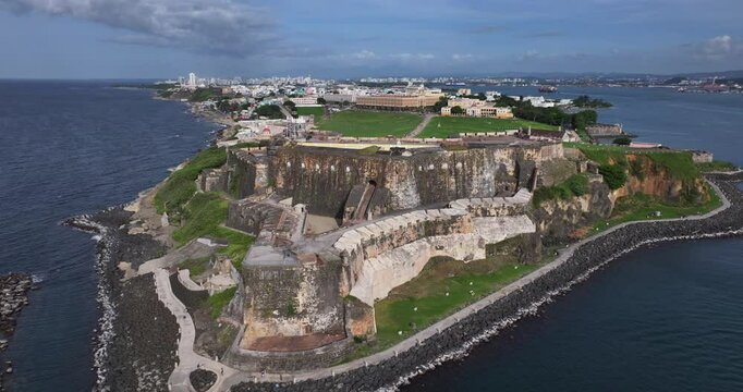 Drone Shot of Castillo San Felipe del Morro in San Juan, Puerto Rico