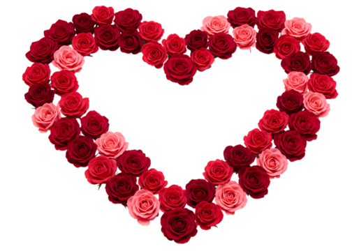 Romantic Rose Heart Valentines Day Love Romance Floral Design on transparent background - Powered by Adobe