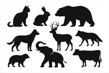 Animal Black icons set