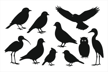 Birds Black icons set