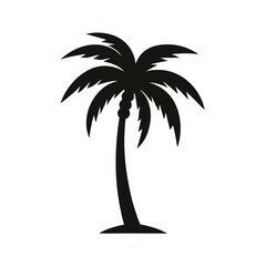 Silhouette of tall palm tree against sky Vector illustration