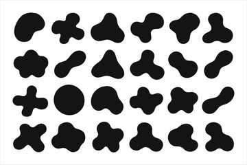Blob organic irregular shape vector black random melt spot set abstract geometric illustration