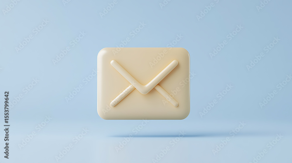 Poster 3d email notification icon, featuring a simple envelope design. signifying digital communication and