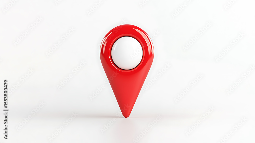 Poster location pin icon. red pointer with white circle on a white background. concept of pinpoint location