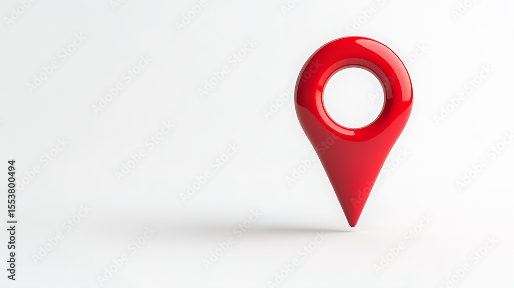 Poster red location pin. the pin is pointing down, indicating a specific location. the background is a clea