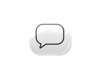 Rounded Square Button with Speech Bubble Icon isolated on transparent background