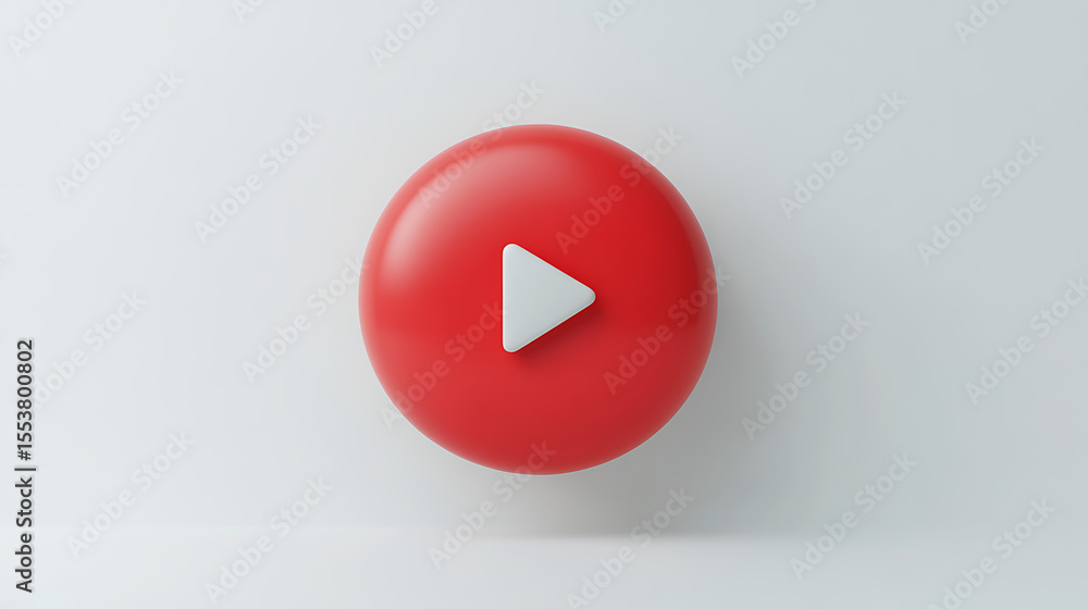 Poster play button icon on a solid background, conveying media playback and user interaction. simple design