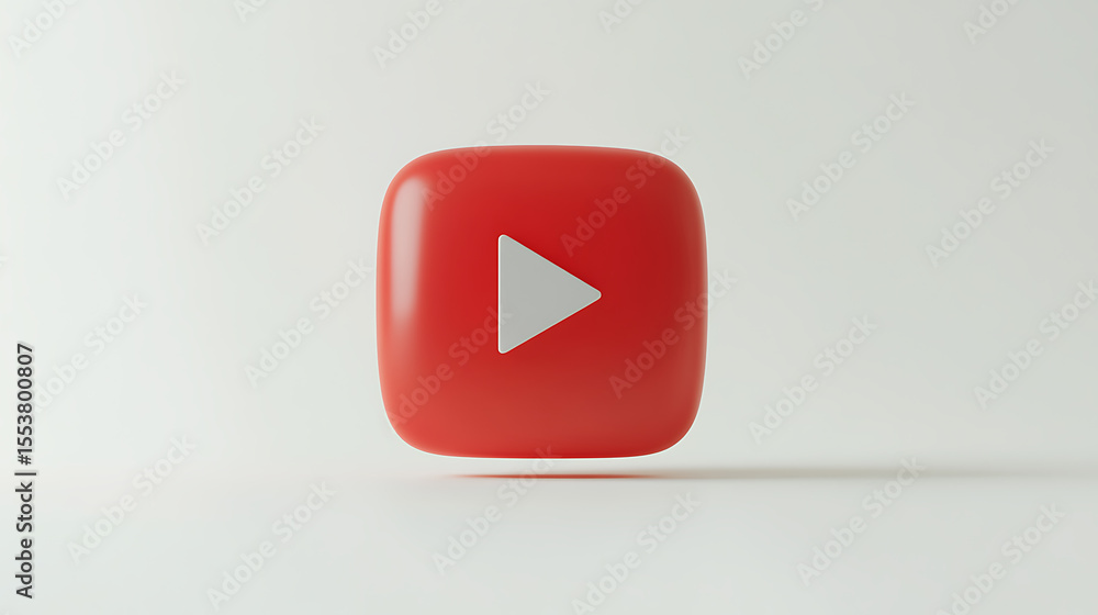 Poster play button: a red, rounded square with a white triangle pointing right, symbolizing media playback 