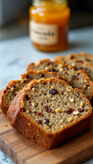 Sedona Date Nut Bread, Arizona – Moist slices with chopped dates and walnuts, a rustic regional loaf ideal for bakery menus, coffee shop branding, and wholesome food blog features