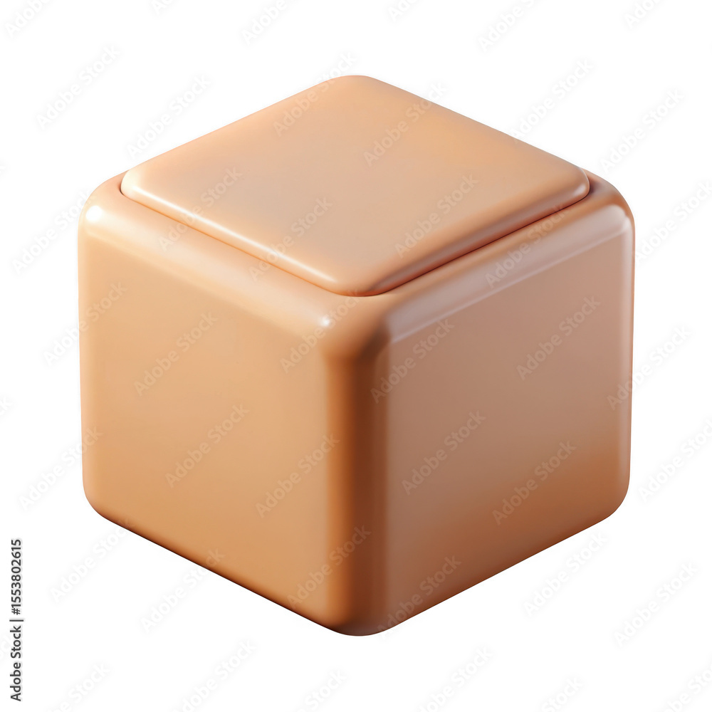 Poster 3d rendered smooth orange cube with lid isolated on transparent background