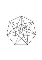 complex symmetrical drawing of black lines based on a heptagon