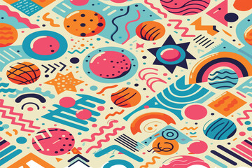 Naklejka premium Seamless Memphis Geometric Pattern vector .