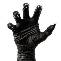 Black Zombie Hand Wrapped in Bandages on Isolated transparent background png. generated with AI