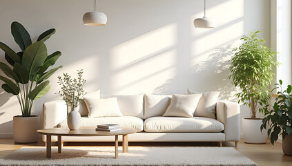 Tranquil Scandinavian Living Room with Abundant Natural Light