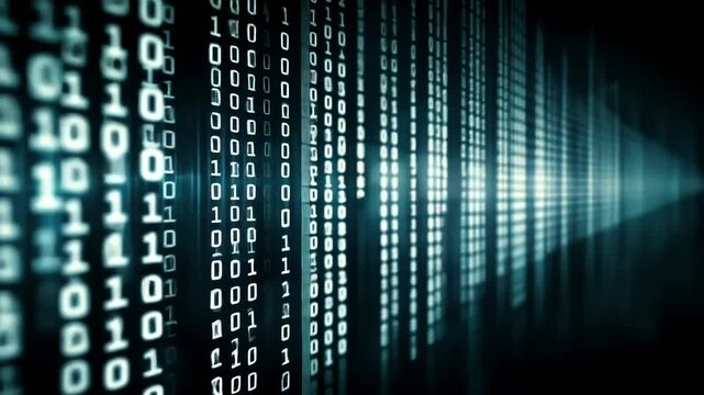 Abstract Binary Code Background with Glowing Effect