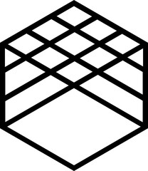 Polygon with thick straight lines intersecting across the shape forming internal linear divisions.