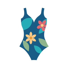 Swimsuit with floral design ready for swimming Vector illustration