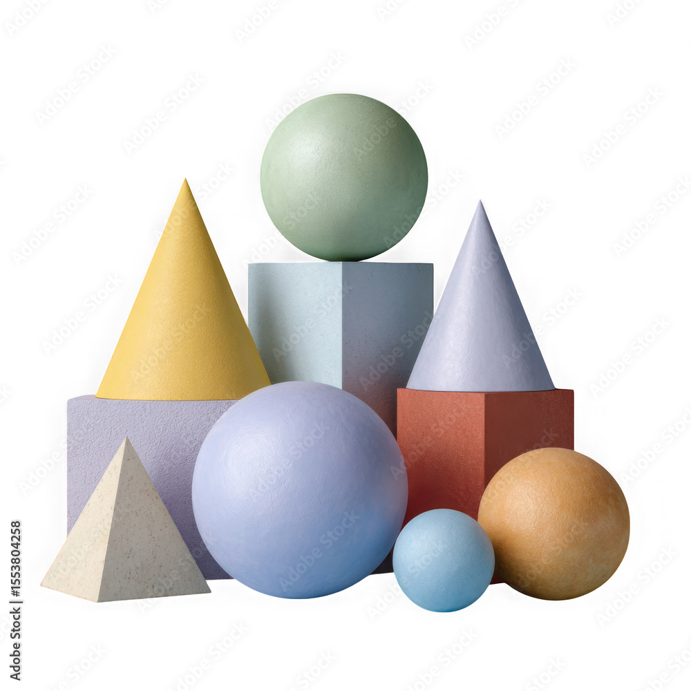 Aufkleber a collection of colorful geometric shapes arranged in a visually pleasing composition isolated on tr