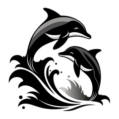 dolphin silhouette isolated on white