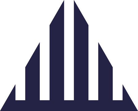 Triangular icon for logo with parallel and vertical lines