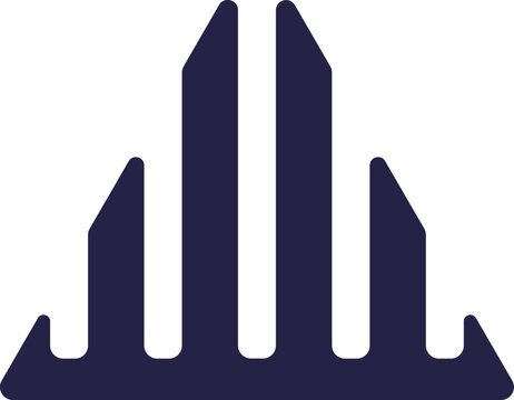 Triangular icon for logo with parallel and vertical lines with rounded corners