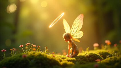 Iridescent Aura: Mystical Fairy in Woodland