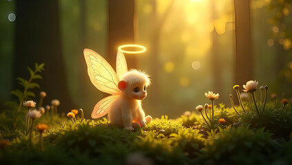 Golden Halo Enchantment in a Mystical Glade
