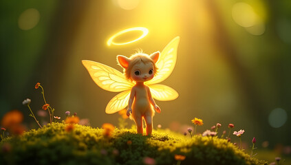 Ethereal Elegance: A Golden-Haloed Fairy Tale