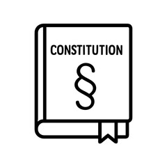 Constitution book icon with paragraph sign representing fundamental law – outline version