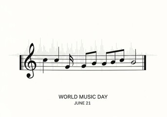 Celebrating World Music Day on June 21st with the beautiful notes with elegant minimalist design