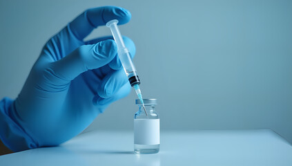 Medical Precision: A Gloved Hand and a Syringe in Focus