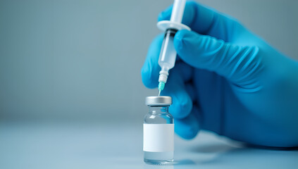 Healthcare Essentials: Blue Glove, Syringe, and Vial