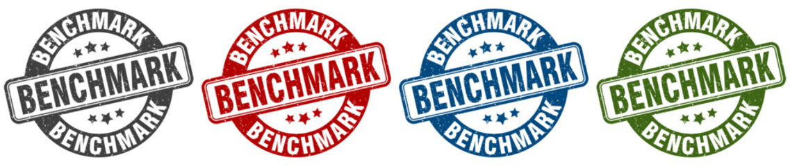 benchmark stamp. benchmark round stamp set isolated on white background