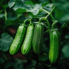 Green Unripe Cucumbers