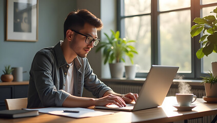 Serene Workspace of a Dedicated Freelance Professional