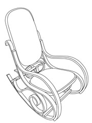 Rocking chair line art vector illustration