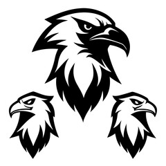 Fototapeta premium Eagle Heads Black and White Tattoo Style Vector