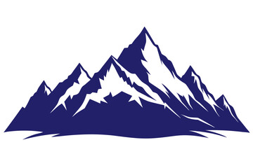 Clean White Background Mountain Range Silhouette