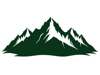 Silhouette of Mountain Range on White Background