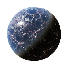 Dark crystal-like fantasy planet with glowing cracks on transparent background © PNG Lab