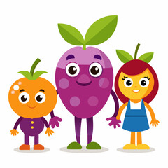 funny kids with fruits
