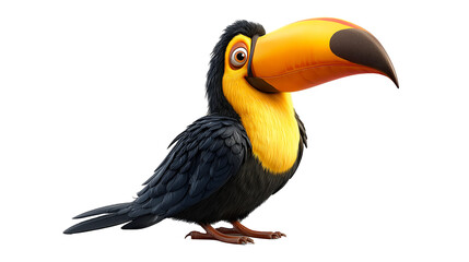 Colorful toucan bird with oversized beak stands proudly in vibrant surroundings