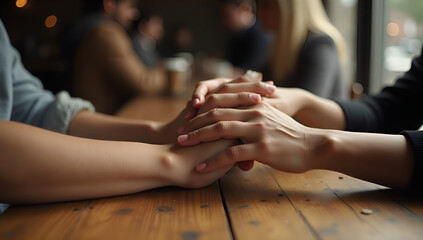 Friendship and Compassion Shown by Holding Hands
